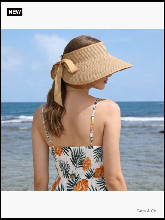 Wide Brim Straw Sun Hat with Ponytail Hole Packable Adjustable main image 4